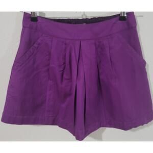 Fossil Purple Pleated Mini Skirt Small Pockets Lined Elastic Band Waist